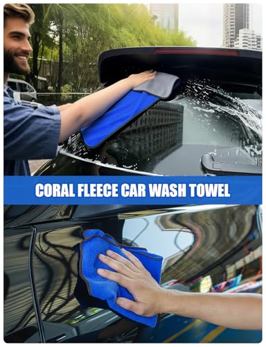 15°Curved Car Wash Brush with Long Handle Kit, 55-Inch 4-Section Extendable Pole with Replacement Head, Chenille Mitt, Tire & Wheel Hub Brushes, Towel, Storage Bag for Car, RV, Truck [Scratch Free]