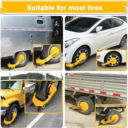 TURNART Universal Wheel Lock Anti Theft for Cars SUV Camper Trailer, 3 Keys, 1 Crank, Yellow (Wheel Lock) - style: Wheel Lock