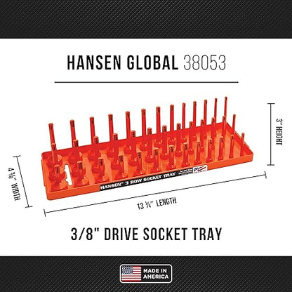 HANSEN 3 Row Socket Holder, Orange, Pack of 6 (92015) - color: Orange