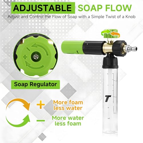 Tool Daily Pressure Washer Short Gun with Mini Foam Cannon for Car Wash | 5 Power Washer Nozzle Tips, 1/4 Inch Quick Connector, 3600 PSI - size: 100 ml