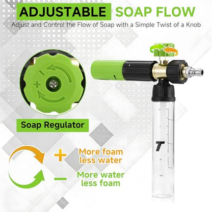 Tool Daily Pressure Washer Short Gun with Mini Foam Cannon for Car Wash | 5 Power Washer Nozzle Tips, 1/4 Inch Quick Connector, 3600 PSI - size: 100 ml
