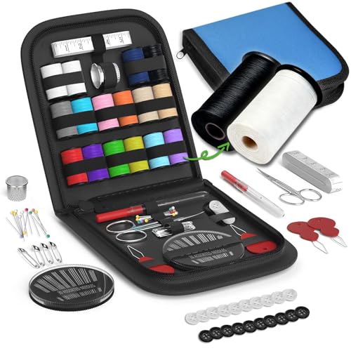 Sewing Kit Gifts for Grandma, Mom, Friend, Traveler, Adults, Beginner, Emergency,Sewing Supplies Accessories with Scissors,Sewing Needles Thimble, Thread,Tape Measure etc (Dark Turquoise, S) - color: Dark Turquoise, size: 1 Pack