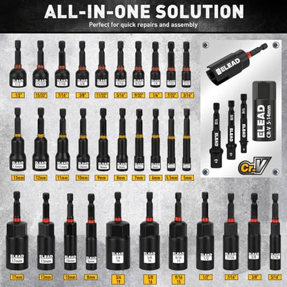 58-Piece Magnetic Impact Nut Driver Set, Metric & SAE Mini Combination Wrench Set, Impact Socket Adapter, 3LBS Magnetic Pickup Tool, Wing Nut Driver, Universal Socket, 1/4'' Quick-change Bit Extension - style: 58-Piece New Version