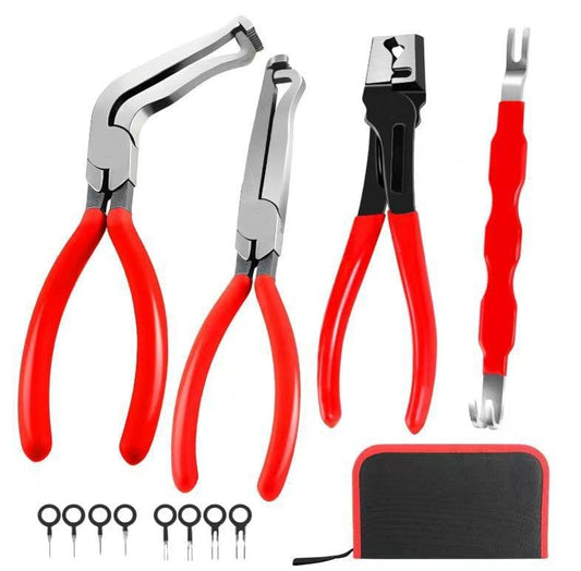 Electrical Disconnect Pliers Set, 5PCS Automotive Connector Removal Tools for Fuel Line, Sensor, Injector & Ignition Coil, with Storage Case (Red) - color: 5pcs(red)