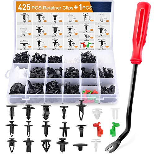 GOOACC 425 Pcs Car Body Retainer Clips Set Tailgate Handle Rod Clip Fastener Remover - 19 Popular Sizes Auto Push Pin Rivets -Door Trim Panel Clips for GM Ford Toyota Honda Chrysler - color: 425Pcs Clips + Remover, size: 425PCS Retainer Clips + Fastener R