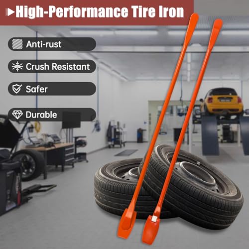 Tire Mount and Demount Iron 41" Tire Spoon Bar with Upgraded Mount End, Heavy-Duty Tire Changing Tool for Efficient Removal & Installation