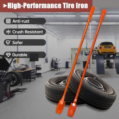 Tire Mount and Demount Iron 41" Tire Spoon Bar with Upgraded Mount End, Heavy-Duty Tire Changing Tool for Efficient Removal & Installation
