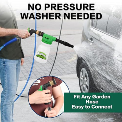 anngrowy Car Wash Foam Gun Soap Car Wash Foam Cannon for Garden Hose Foam Sprayer Car Wash Soap Foam Gun Hose Foam Cannon Blaster Hose Foam Cannon Gun Quick Connector to Any Garden Hose (Green) - color: green