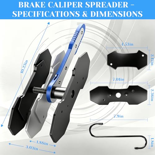 Ratcheting Brake Caliper Compression Tool 360° Swing Handle for Easy Piston | Brake Caliper Tool Set with Adapter Plates. Fast & Easy Piston Retraction for Car and Light Truck Brake Pad Replacement