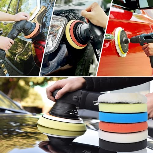 IPELY 6 Pcs 5 Inch Buffing Pads, Polishing Pads 5.5 Inch 140 mm Face for 5 Inch 125mm Base Plate Compounds, Buffer Pads for Polishing and Waxing - size: 5 Inch
