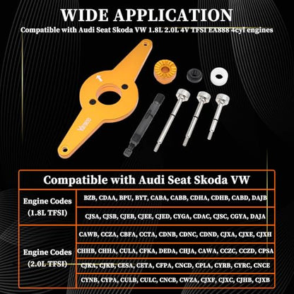 8pcs Vibration Damper Holding Tool Crankshaft Pulley Removal Shock Absorber, Compatible with Audi, Seat, Skoda, VW 1.8/2.0 4V TFSI EA888 Gen 1/2/3, Replace T10531, With Carrying Case & Glove
