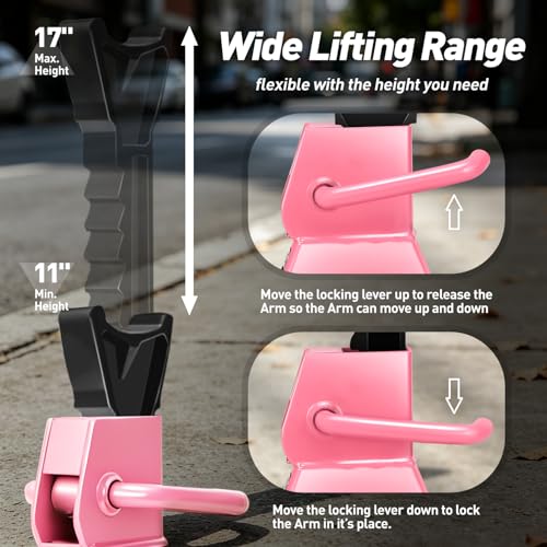 DNA Motoring 1 Pair Jack Stands, 2 Ton (4400 lbs) Capacity Car Lifting Stand, Adjustable Height Car Jack Stands for Cars, Sedans, Small Vehicles, SUV, TOOLS-00681-PK - style: 2 Ton Pink