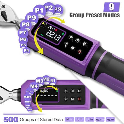 ANPUDS Digital Torque Wrench, ±1% Accuracy, 0.33-22.13 Ft-lb | 1/4 Drive, Vibration/Buzzer/LED Flash Alert, Dual Direction Ratchet Electric Torque Wrench, for Bike Motorcycle - size: 1/4" 0.33-22.13 Ft-lb/0.45-30 Nm(Digital)