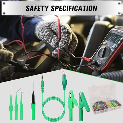 SWANLAKE 43-Piece Back Probe Kit, 30A Multi-Angle Test Probe, 4mm Banana Plug to Copper Alligator Clips, U-Shaped Connectors, Automotive Electrical Circuit Diagnosis Car Repairing Tools - color: 43PCS Milti-color