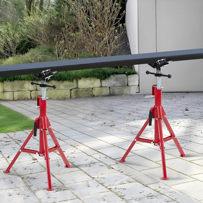 Folding Pipe Stand with 4-Ball Transfer V-Head, 28-52 Inch, 2500 Lbs | Heavy Duty Steel, Adjustable Height, Portable for Welding & Pipe Work - size: 28"-52" 4-Ball