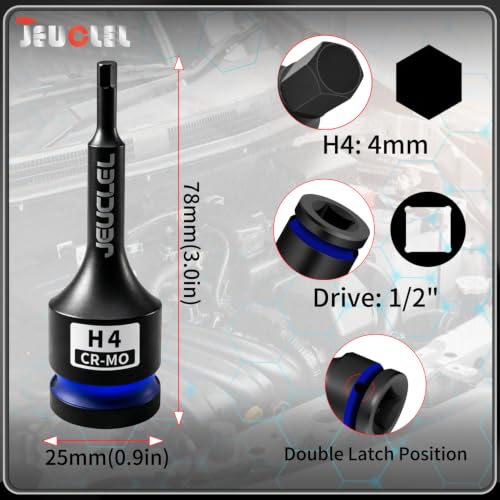 4mm Hex Impact Bit Socket, H4 1/2" Drive Allen Socket, Cr-Mo Steel | 3-Inch, Lengthen Hex Screwdriver Adapter for Electric Ratchet Wrenches Fastening Screws, Socket Wrench, Head Drill - size: 1PC | H4 4MM