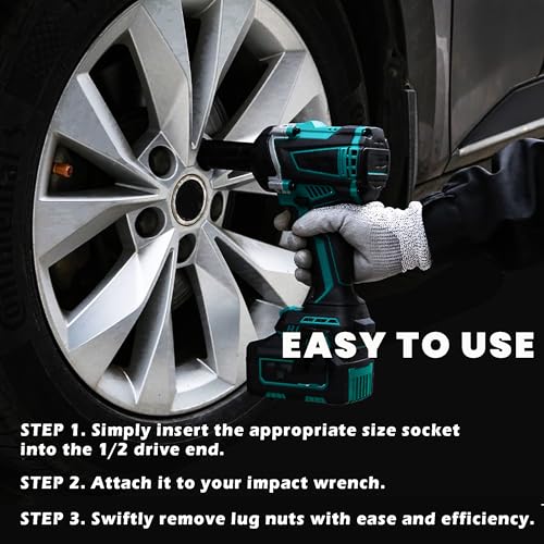 5Pcs Lug Nut Socket Set, 1/2" Drive Metric 17mm 19mm 21mm 22mm | Include Benz Convex Flower Head Bolt, Thin Wall Deep Socket Set with Non-Marring Wheel Protectors Automotive Wheel Nut Socket - color: 5pcs