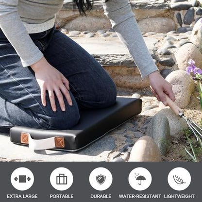 HappyPicnic Waterproof Garden Kneeling Pad - 2" Thick Soft Foam Kneeling Mat for Gardeners with Handle & Removable Cover, Knee Support for Bathing, Black - color: Black