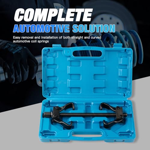 Coil Spring Compressor Tool Set, Heavy-Duty Automotive Strut Spring Compression Tool for Macpherson Suspension Repair, Fits 3/4” Diameter Springs, with Carrying Case
