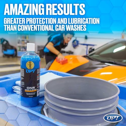 Optimum No Rinse Version 5 (32 Oz), Microfiber Drying Towel, and Big Red Sponge (BRS) Car Cleaning Kit, ONR Rinseless Car Wash, Drying Towel, and Wash Sponge for Washing and Auto Detailing - style: ONR, Sponge & Towel
