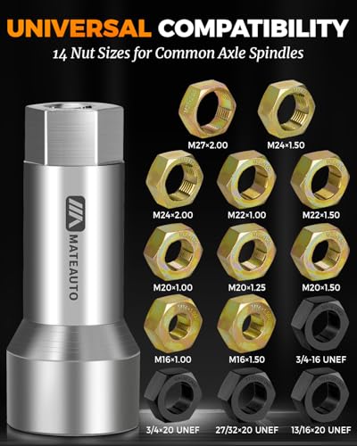 16 Piece Axle Spindle Rethreading Kit | Axle Thread Repair Kit, Essential Tool for Mechanics with 14 Dies and Extension Bar, Axle Spindle Thread Chaser Set - color: 16-Piece