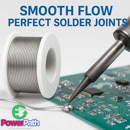 Soldering Iron Kit with Rosin Core Solder Wire and Flux Paste | 50g Tin Lead Solder Set for Electrical and Electronic Repair | 0,75mm 50gr Plus Flux Paste