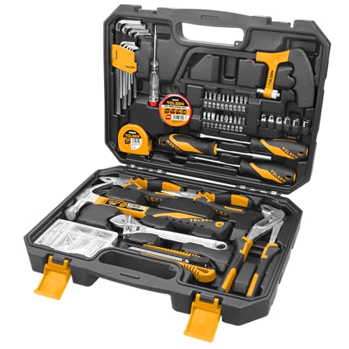 TOLSEN 119 Pieces Tool Set for Home Daily Use, Hand Tool kit with Toolbox | Home Maintenance and Daily Use, General Household Hand Tool Kit, Plastic Storage Toolbox, Home Tool Kits for All Purpose - size: 119 PCS