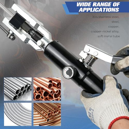 Hydraulic Flaring Tool Kit Universal Brake Line Flaring Tool Set for 45° Single Double Flare ISO Bubble GM Fuel line Push Connect Flare on 304 Stainless Steel/Steel and Soft Metal tubing