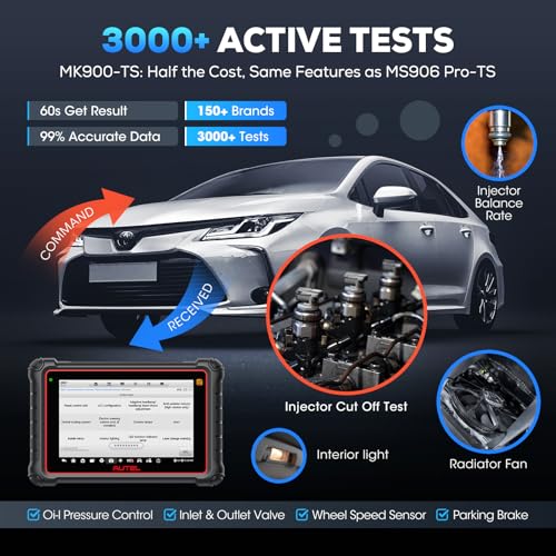 Autel Scanner Maxicom MK900TS, 2026 MK900-TS Up of MS906-TS MX900TS MK808S-TS MK900BT MK900, Top TPMS Program/Relearn, 3000+ Active Test, 40+ Service, CAN FD & DoIP, Bidirectional Scan Tool OS 11.0