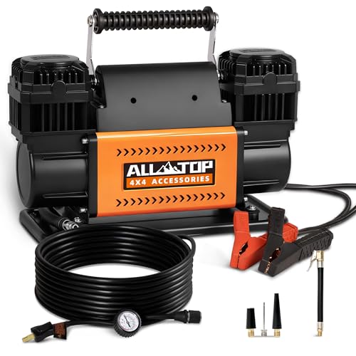 ALL-TOP Air Compressor Kit, Dual Cylinder 12V Portable Inflator 12.35 ft³/Min, Offroad Air Compressor Pump for Truck Tires, Heavy Duty Max 150 PSI for 4x4 Vehicle & RV - color: 350 L/Min