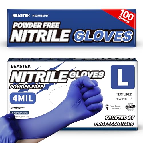 Beastek Nitrile Exam Gloves, 4.0 Mil 100 Pcs, Powder-Free Latex-Free Medical Cooking Food-Safe Disposable Gloves, Blue Violet - color: Large (Blue Violet)