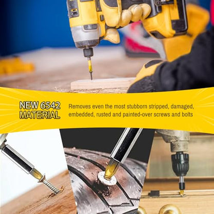 22PCS Screw Extractor Set, HSS 6542 Titanium Easy Out Kit for Removing Broken Bolts, Rusted Screws & Stripped Nuts, Heavy Duty Drill Compatible Damaged Screw Remover - size: 22 Pieces