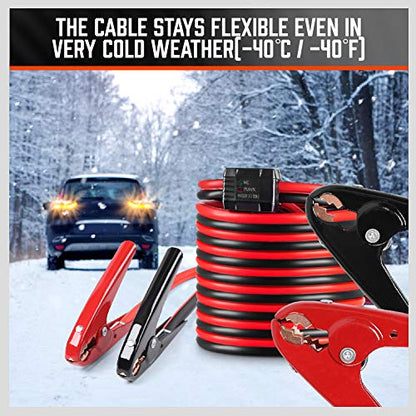 HORUSDY 25FT Jumper Cables, 1-Gauge 800A Heavy Duty Jumper Battery Cables 25 Ft Booster Jump Start, Reverse Polarity Protection - ETL Certified (Pack of 2)