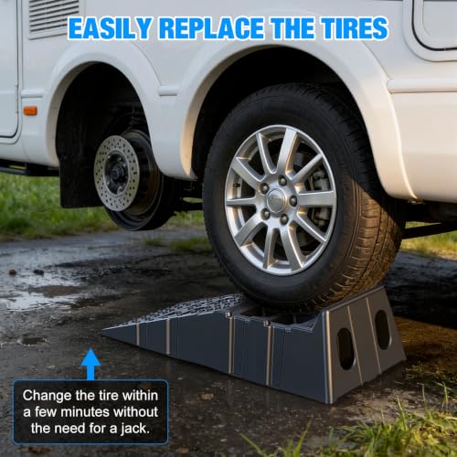 2PCS Car Ramps for Oil Changes and Lfit, 26000lbs Capacity Portable High Profile Car Ramps with A nti-Slip Grooves for Home Garage Maintenance,Vehicle R amps for Auto Repair Black Black