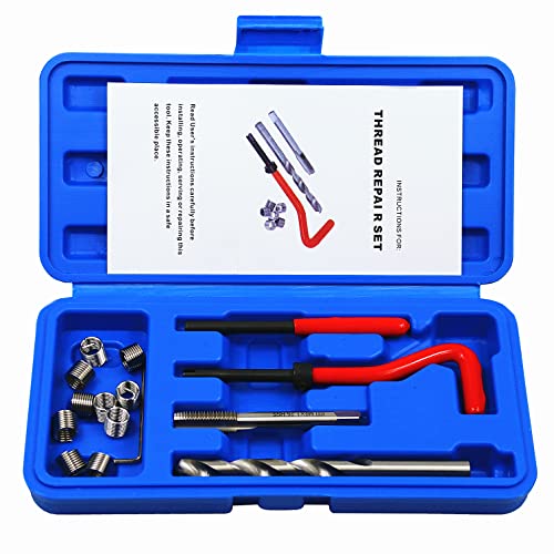 15pcs Thread Repair Kit M9 x 1.25mm Metric Thread Repair Insert Kit | Compatible Hand Tool Set for Auto Repairing (M9-1.25)