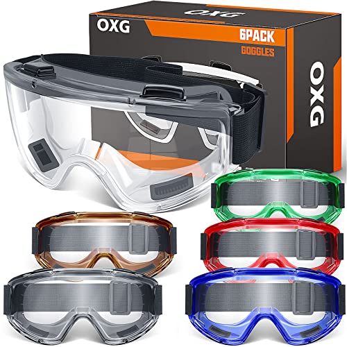 OXG Safety Goggles ANSI Z87.1 Glasses, Anti-Fog Protective Safety Glasses Lab Goggles Men Women Eye Protection Goggles - color: Multicolor