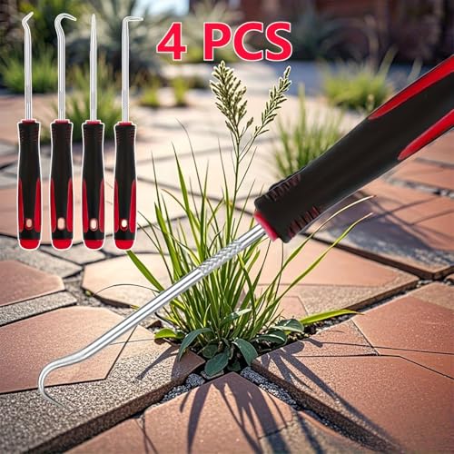 4-Piece Hook Pick Set, Precision Hook Tools for Automotive, Gardening & Craft Projects, Durable Hand Tool Set - color: Red