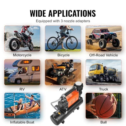 VEVOR 12V Heavy Duty Air Compressor with 6L Tank Kit, 6.35 CFM Portable Tire Inflator, 150PSI Offroad Air Compressor with Digital Pressure Gauge Tire Inflator for Trucks Car SUV 4 x 4 Vehicle RV - style: 6.35 CFM with 6L Tank Kit