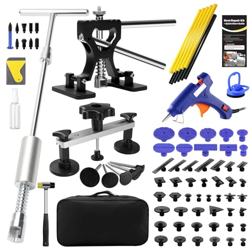 139PCS Dent Puller Kit, Paintless Dent Removal Kit, Car Dent Repair Kit with Metal Dent Lifter, Bridge Puller, T-Slide Hammer, Professional PDR Tools for dents, dings, creases and Hail Damage