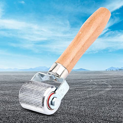 Dioche Tire Patch Roller Car Wheel Wooden Handle Tire Patch Repair Tool with Ball Bearing Roller for Efficient Repairs (L) - size: L