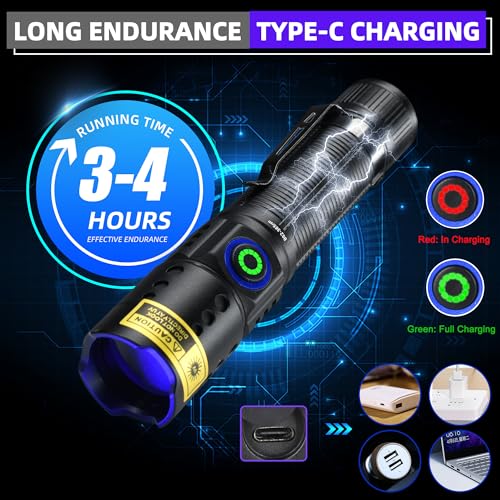DARKBEAM UV Flashlight 365nm Black Light - Mini & Powerful LED Ultraviolet Blacklight Flashlights - Rechargeable Woods Lamp for AC Leak, Resin Curing, Cat/Dog Urine, Blood Tracking, Rocks Finder