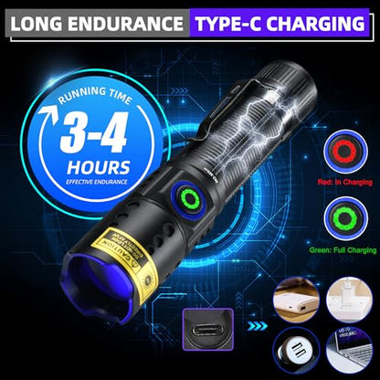 DARKBEAM UV Flashlight 365nm Black Light - Mini & Powerful LED Ultraviolet Blacklight Flashlights - Rechargeable Woods Lamp for AC Leak, Resin Curing, Cat/Dog Urine, Blood Tracking, Rocks Finder