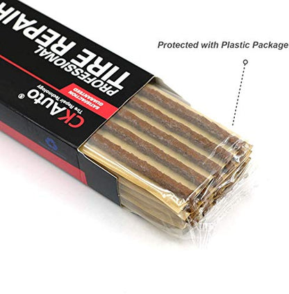 CKAuto 60pcs 4" Brown Tire Repair Strings, Automotive Tool Tire Repair Plugs for Tubeless Off-Road Tires Car, Bike, ATV, UTV, Wheelbarrow, Mower (Pack of 2) - color: Brown, size: 4" x φ0.236" 60pcs (Pack of 2)