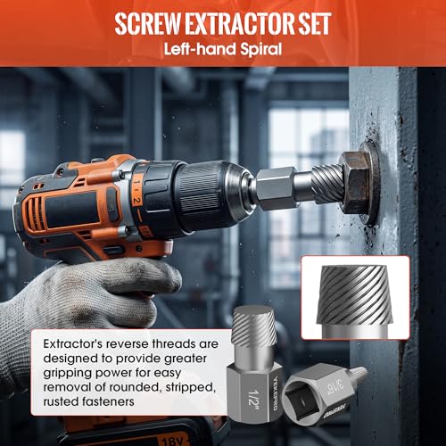 36PCS Screw & Bolt Extractor Set, 3-in-1 Easy Out Stripped Screw Remover Kit, Multi-Spline Lug Nut Remover Socket Set for Damaged, Rounded, Rusted Bolts, Nuts and Fasteners - size: 36PCS