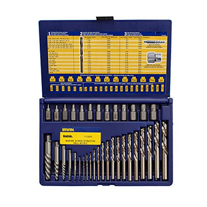 IRWIN Tools Hanson Screw Extractor and Drill Bit Set, 35 Piece, 11135ZR - size: 35-Piece, style: Spiral Flute Extractor Set