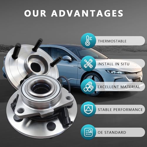 515151 Front Wheel Bearing Hub Assembly for Ram 1500 2012 2013 2014 2015 2016 2017 2018, Ram 1500 Classic 2019 2020 2021 2022 (2PCS) - size: 515151