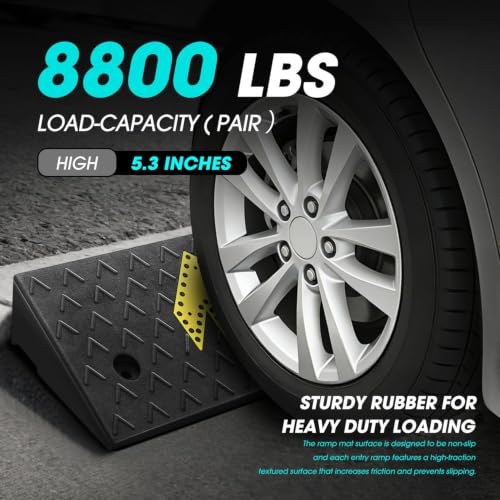 DNA Motoring 2pcs 5.3" Rise Rubber Arrow Curb Ramp Heavy Duty Loading Threshold Ramp 37.4" W x 13.8" D x 5.3" H for Loading Dock, Warehouse, Motorcycles, Cars, TOOLS-00651 - style: 5.3 in 2pcs w/Arrow