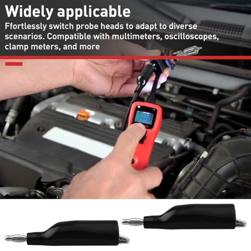 Compatible with Power Probe PPTK0023 4mm Banana Jack to Alligator Clip | Replacement Automotive Circuit Tester Multimeter Probe Connector Insulated Clamp 2Pcs