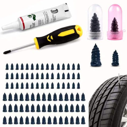 90 PCS Tire Repair Screws with Ergonomic Screwdriver & Sealant, 2026 New Heavy Duty Screw Tire Plug Kit，Flat Tire Repair Kit for Tubeless Tires on Cars, SUVs, Motorcycles, Trucks, ATVs & E-Bikes - size: 90PCS Kit