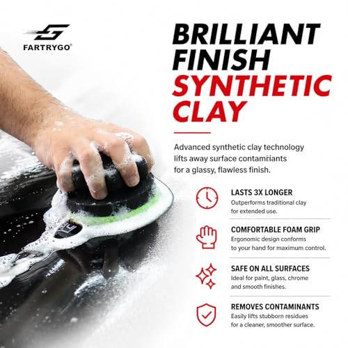 2 Pcs Synthetic Clay bar Pad for Car Detailing, 4.1" Honeycomb Clay Sponge with 12mm Rebound Foam, Paint Contaminant Removal & Surface Prep Tool for Waxing and Polishing